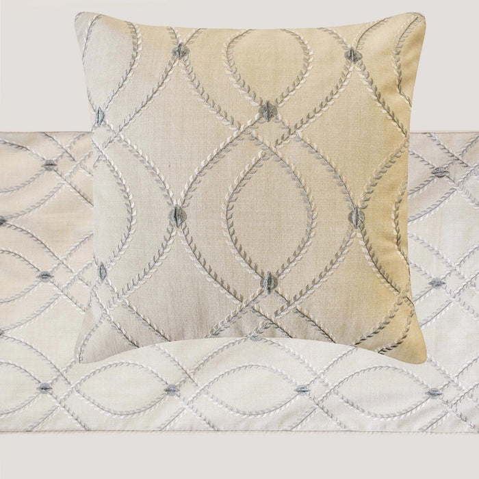 Broderie Belle - Cotton Linen Beige Decorative Bed Runner and Pillow Cover