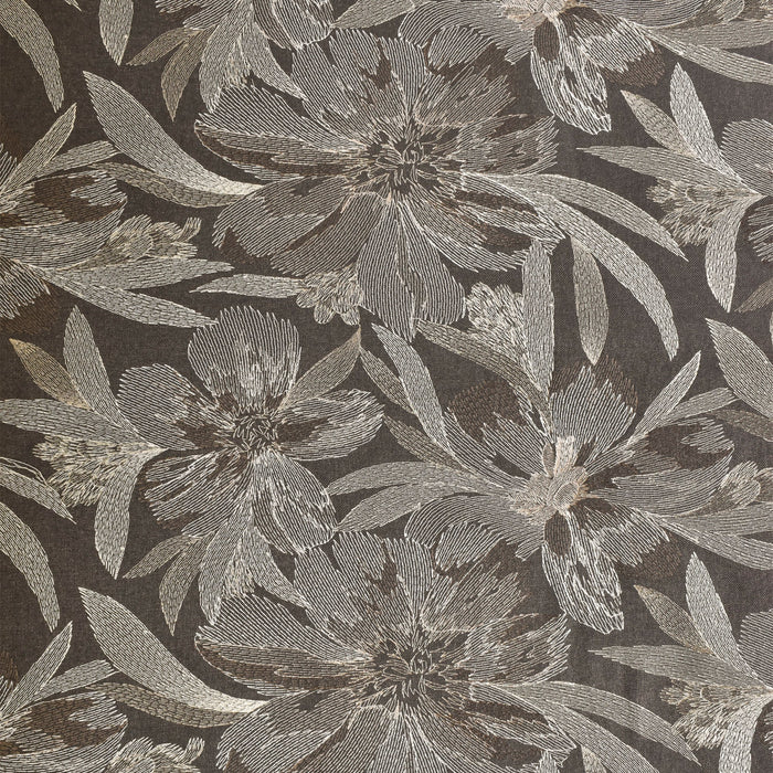 Brown Flower Embroidery Wool Embroidered Curtain Panels