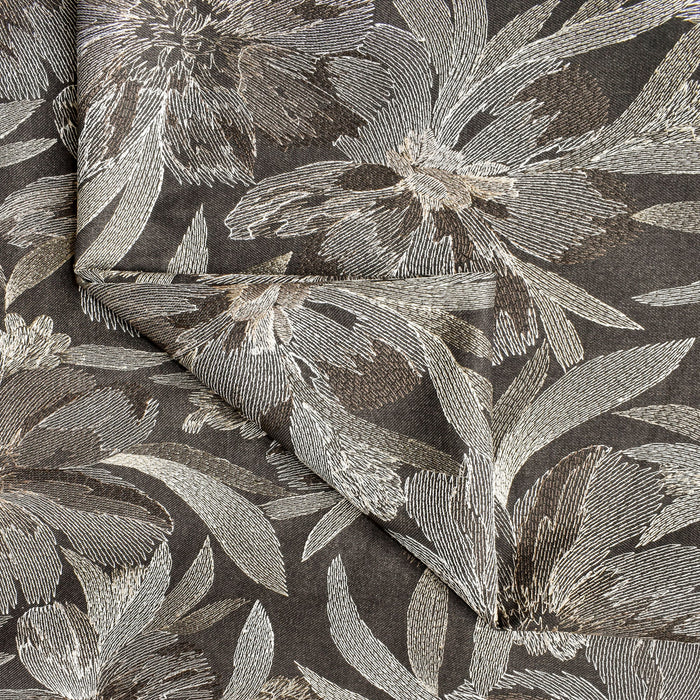 Brown Flower Embroidery Wool Embroidered Curtain Panels
