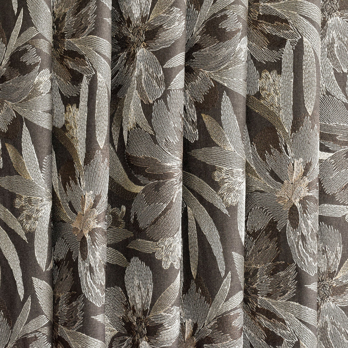 Brown Flower Wool Fabric By The Yard