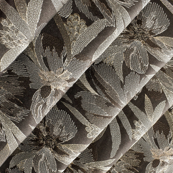Brown Flower Wool Fabric By The Yard