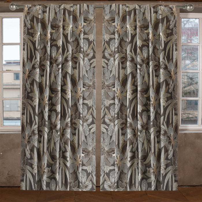 Brown Flower Wool Fabric By The Yard