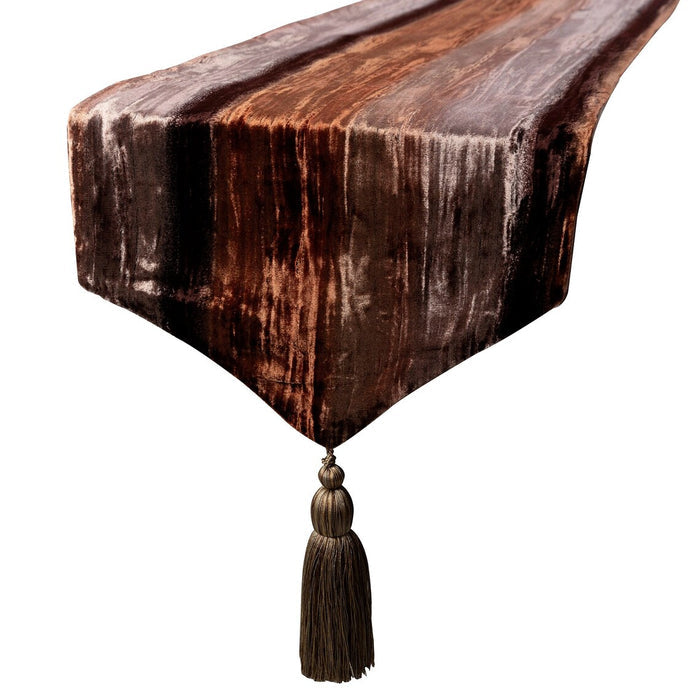Brown Velvet Decorative Table Runner - Ombre Brown