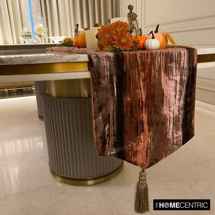 Brown Velvet Decorative Table Runner - Ombre Brown