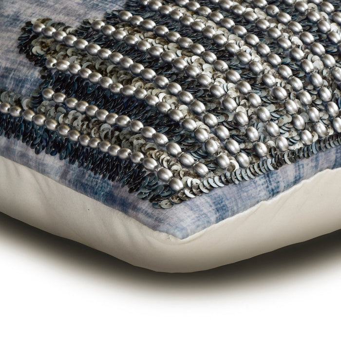 Brushed Silver - Blue Suede Lumbar Pillow Cover