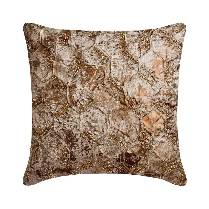 Burnished Silver - Blue & Silver Jacquard Throw Pillow Cover