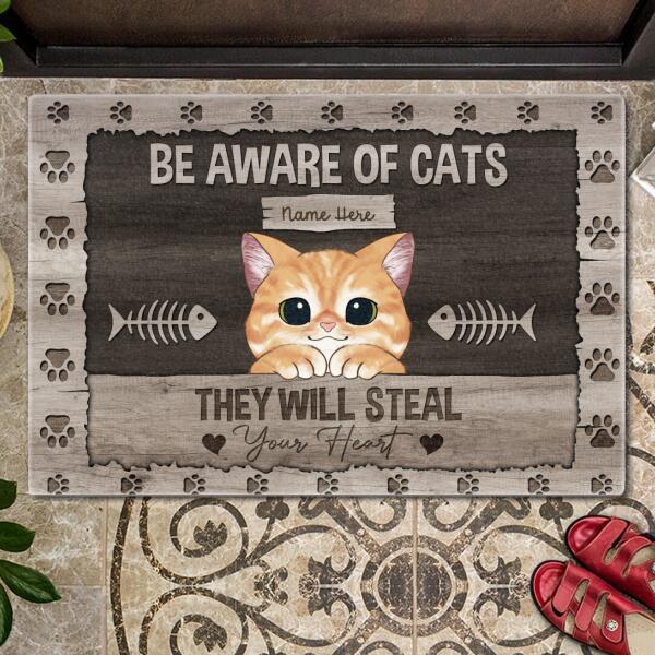 Cats Will Steal Your Heart - Paws Around - Personalized Cat Doormat