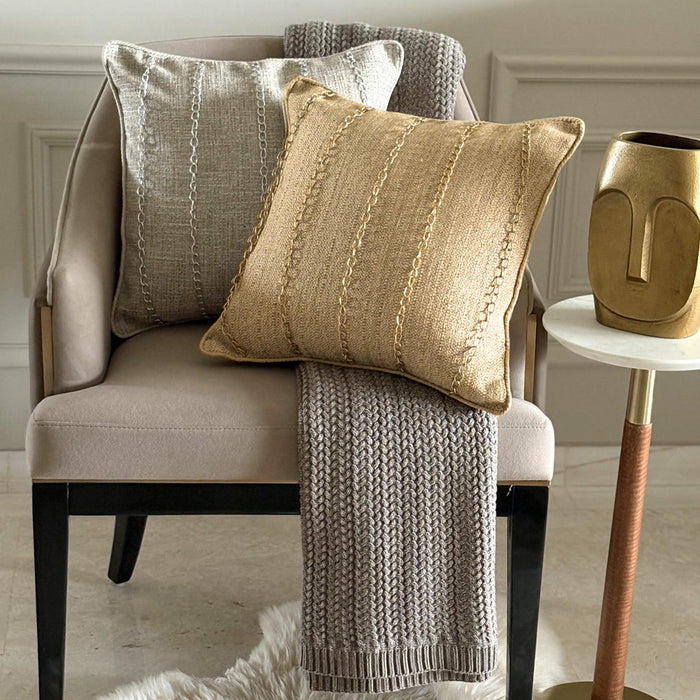 Chain Reaction - Grey Jute Decorative Euro Sham