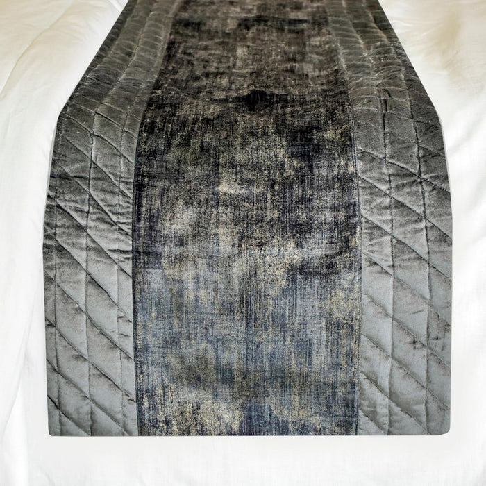Charcoal Bliss - Velvet Gray Decorative Bed Runner and Pillow Cover
