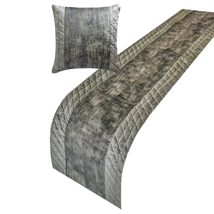 Charcoal Bliss - Velvet Gray Decorative Bed Runner and Pillow Cover