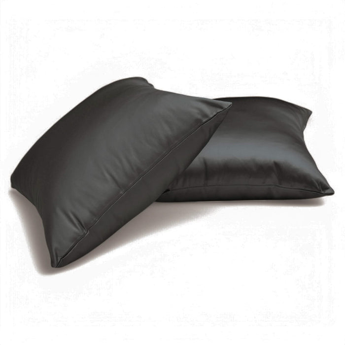 Charcoal Plain Satin Throw Pillow Cover - Charcoal Slub Satin