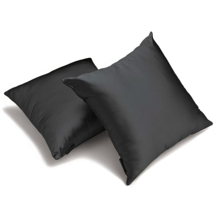 Charcoal Plain Satin Throw Pillow Cover - Charcoal Slub Satin