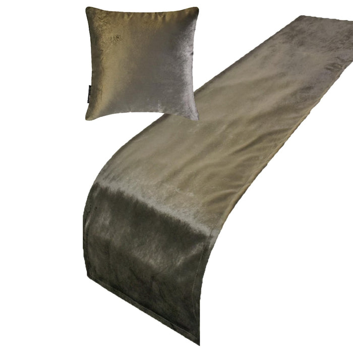 Charcoal Velvet Plush Decorative Bed Runner and Pillow Cover