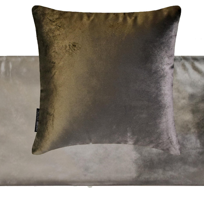 Charcoal Velvet Plush - Velvet Gray Decorative Bed Runner and Pillow Cover