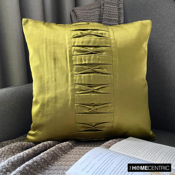 Chartreuse Pleats Throw Pillow Cover