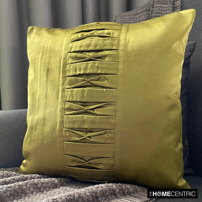 Chartreuse Pleats - Chartreuse Satin Throw Pillow Cover