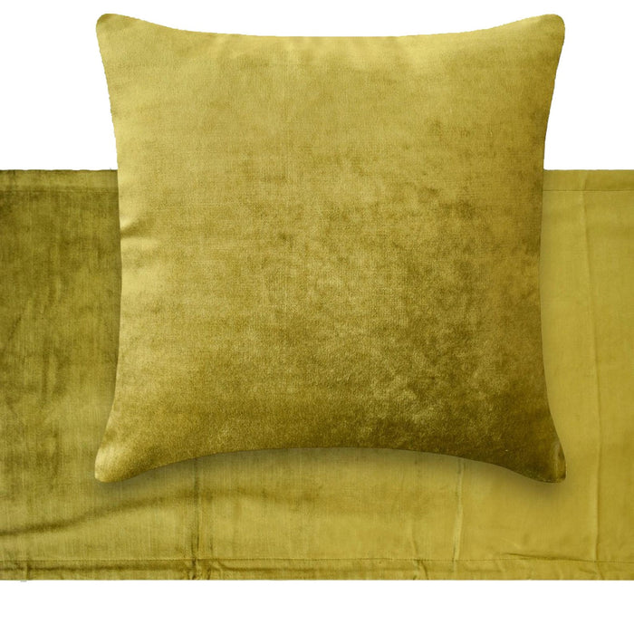 Chartreuse Velvet Plush - Velvet Green Decorative Bed Runner and Pillow Cover