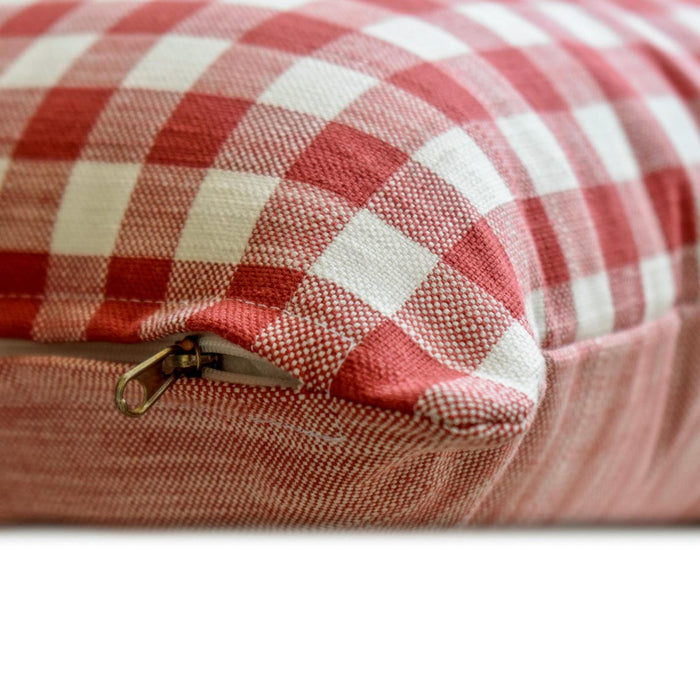 Checkmate Red - Red Cotton Decorative Throw Pillow Cover