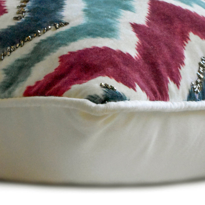 Chevron Groove - Blue Velvet Throw Pillow Cover