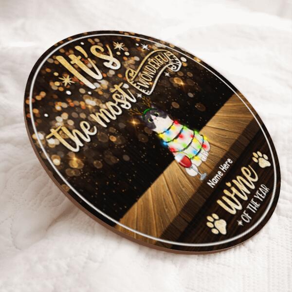 Christmas Door Decorations, Gifts For Cat Lovers, It's The Most Wonderful Wine Of The Year Welcome Door Signs , Cat Mom Gifts