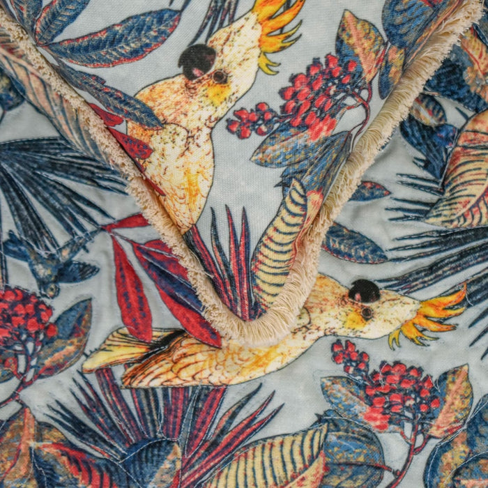 Cockatoo Ruffle - Cotton Blue Decorative Bed Runner and Pillow Cover