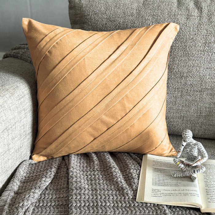 Contemporary Tan - Tan Beige Faux Suede Decorative Euro Sham