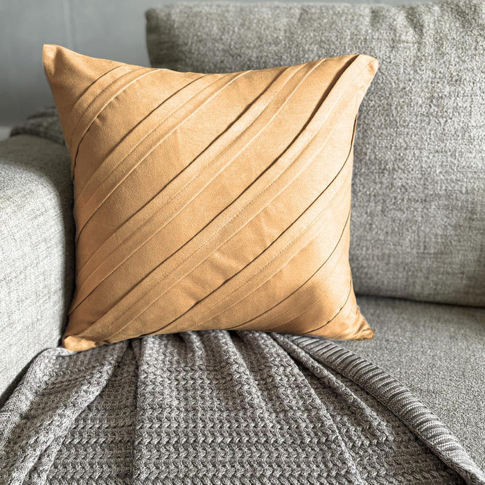 Contemporary Tan - Tan Beige Faux Suede Decorative Euro Sham