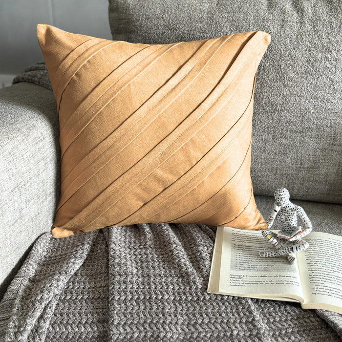 Contemporary Tan - Tan Beige Faux Suede Decorative Euro Sham