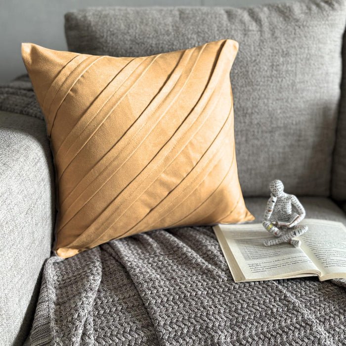 Contemporary Tan - Tan Beige Faux Suede Decorative Euro Sham