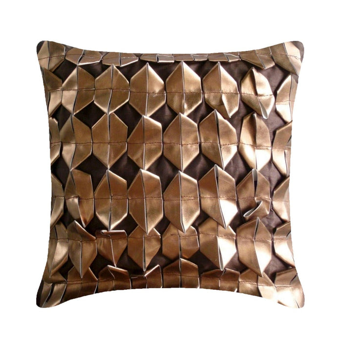 Copper Age - Brown Faux Leather Decorative Euro Sham