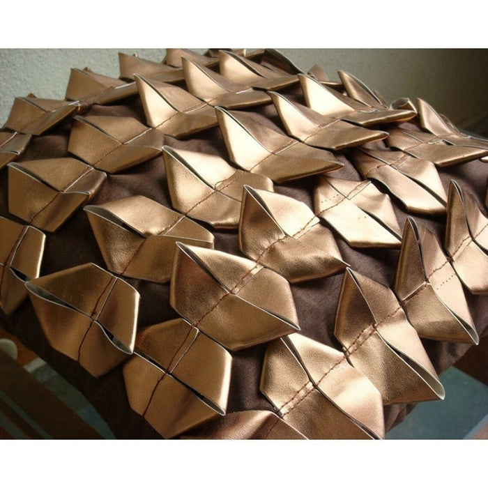 Copper Age - Brown Faux Leather Decorative Euro Sham