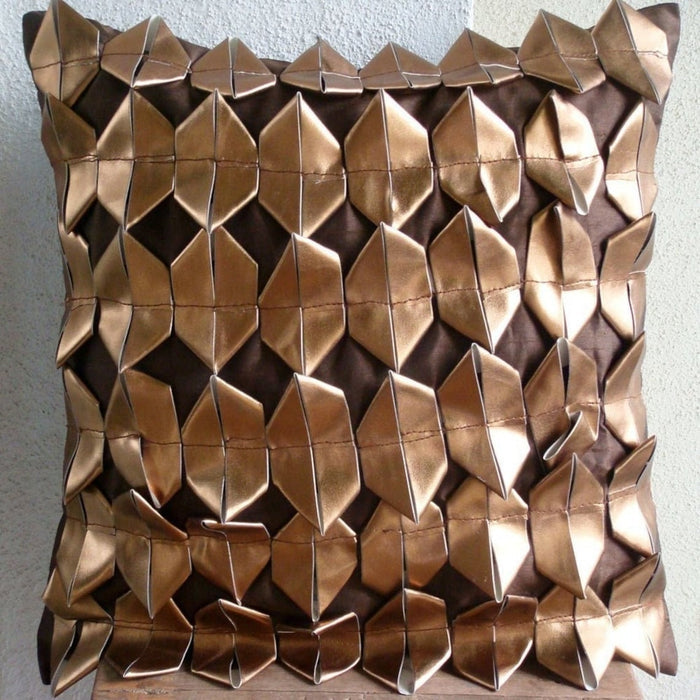Copper Age - Brown Faux Leather Decorative Euro Sham