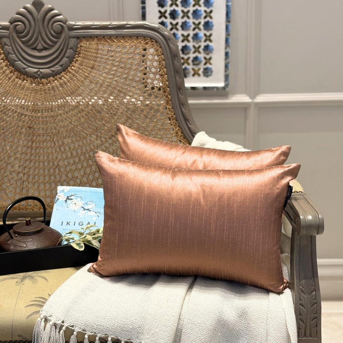 Copper Luxury Pack of 2 - Copper Art Silk Throw Pillow Cover