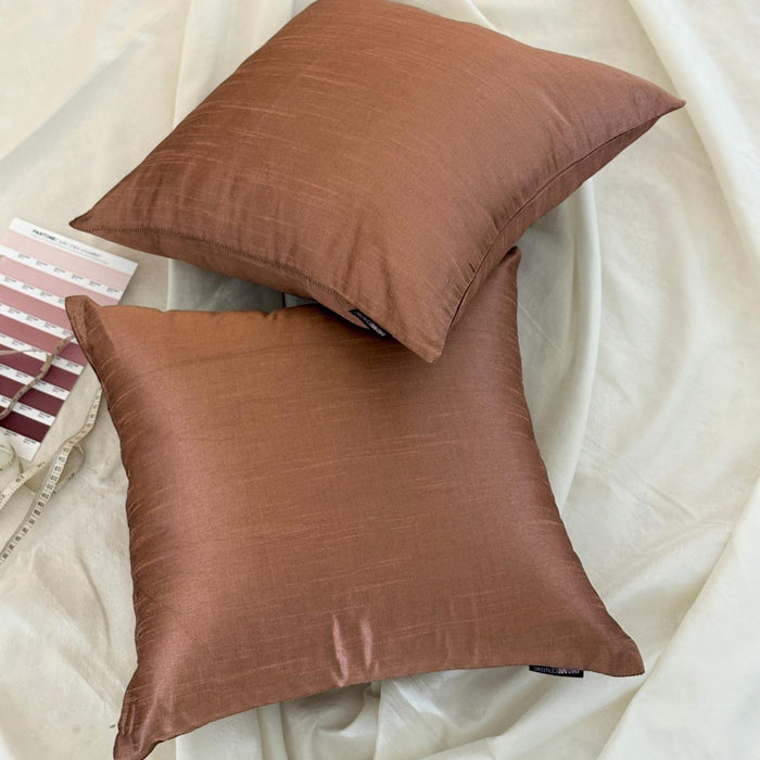 Copper Luxury Pack of 2 - Copper Art Silk Throw Pillow Cover