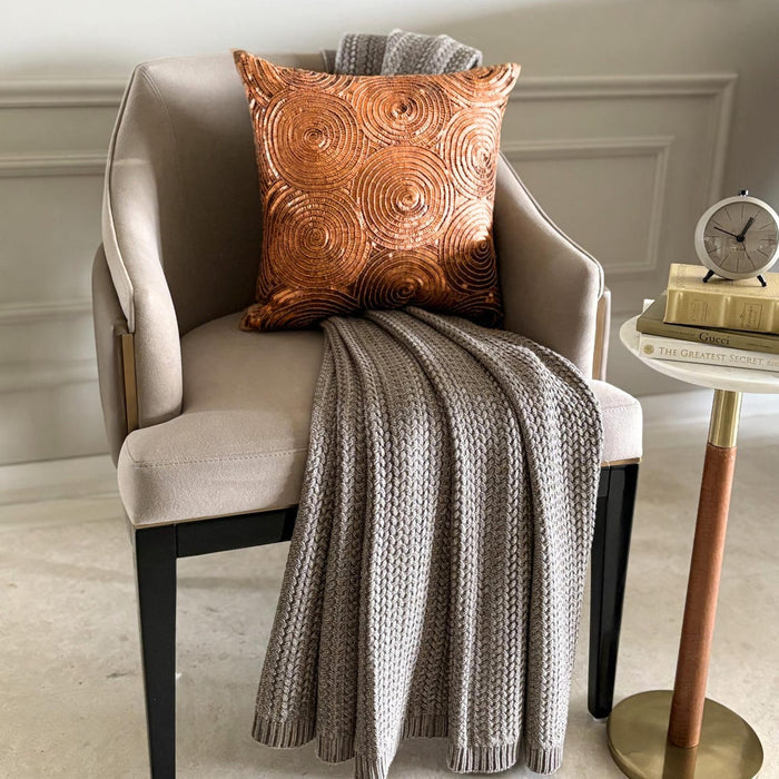 Copper Swirls - Copper Orange Art Silk Decorative Euro Sham