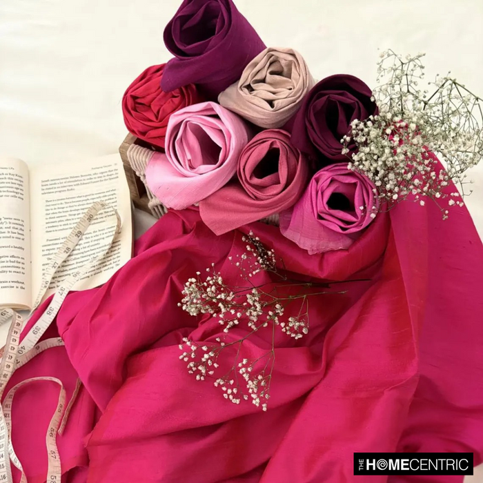 Coral Pink 100% Pure Silk Dupioni Fabric By The Yard