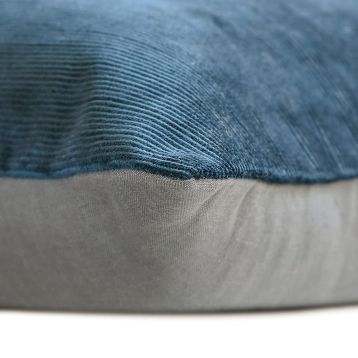 Cozy Cord Blue - Blue Corduroy & Linen Throw Pillow Cover