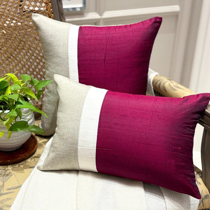 Cranberry Silkastic - Cranberry Silk & Linen Throw Pillow Cover