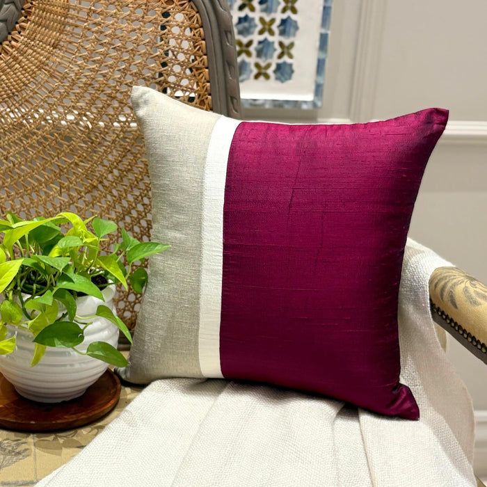 Cranberry Silkastic - Cranberry Silk & Linen Throw Pillow Cover