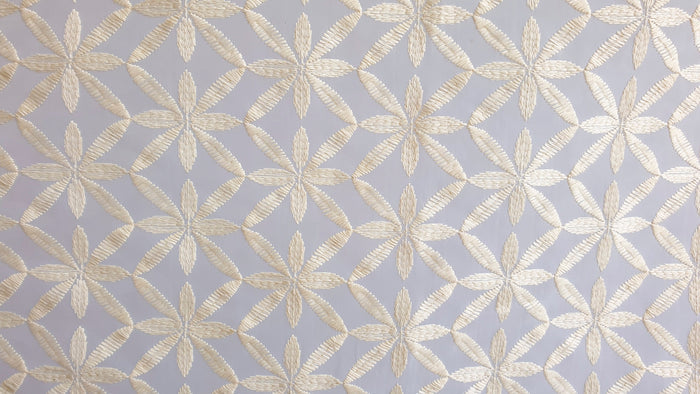 Cream Flowers Sheer Curtain Fabric By The Yard