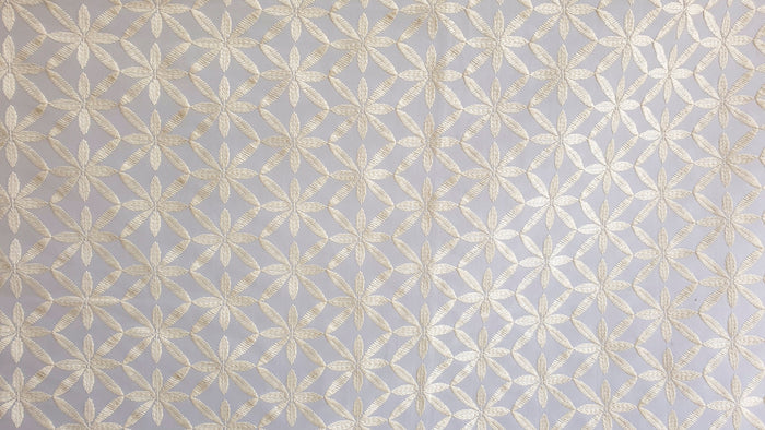 Cream Flowers Sheer Curtain Fabric By The Yard