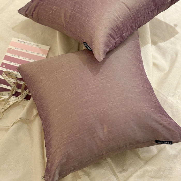 Cream Purple Luxury - Cream & Purple Silk Throw Pillow Cover Pack of 2