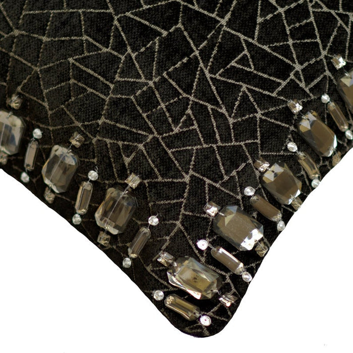 Crystal Black Mosaic Throw Pillow Cover