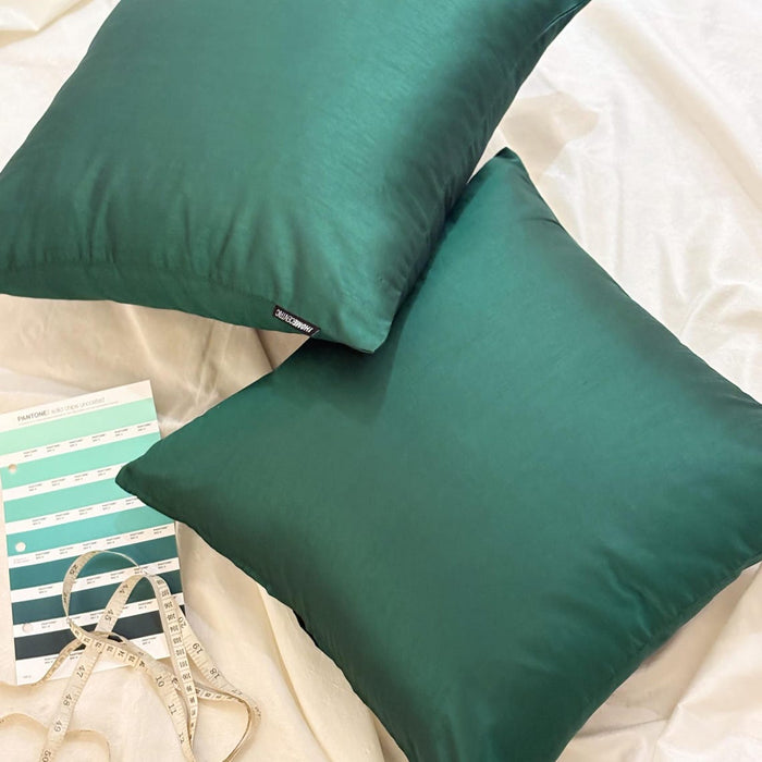 Dark Green Luxury Pack of 2 - Emerald Green Art Silk Throw Pillow Cover