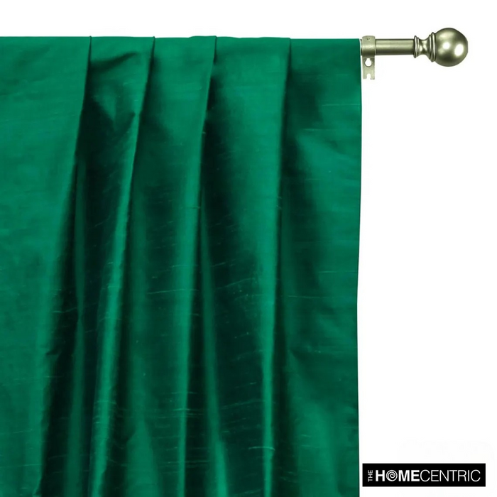 Dark Peacock Green Silk Dupioni Fabric By The Yard