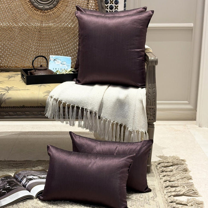 Dark Plum Luxury Pack of 2 - Dark Plum Art Silk Throw Pillow Cover