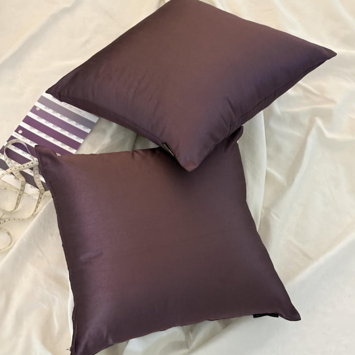 Dark Plum Luxury Pack of 2 - Dark Plum Art Silk Throw Pillow Cover