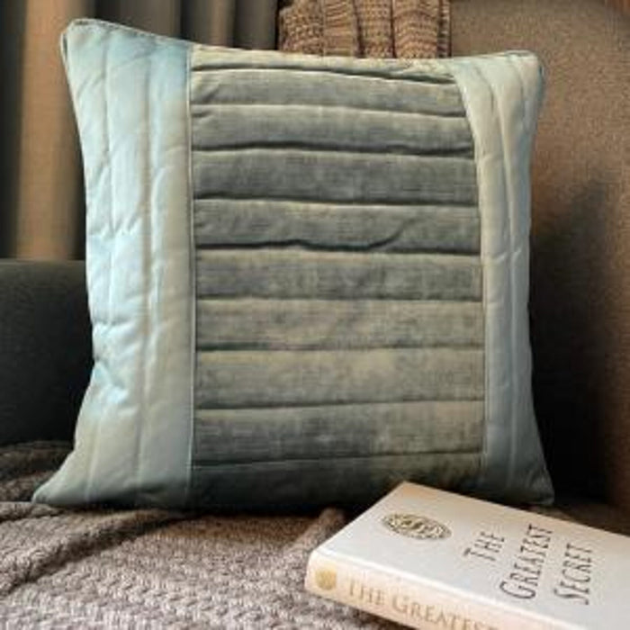 Darya - Sea Blue Velvet & Satin Decorative Euro Sham