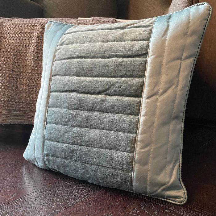 Darya - Sea Blue Velvet & Satin Decorative Euro Sham
