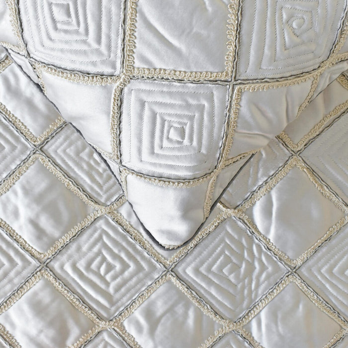 Delilah - Satin Ivory White Decorative Bed Runner and Pillow Cover
